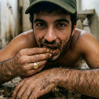 Military dude face-down in shit puddles, licking every last drop like it’s the sweetest dessert 🍰💩 #gayscat #filth...