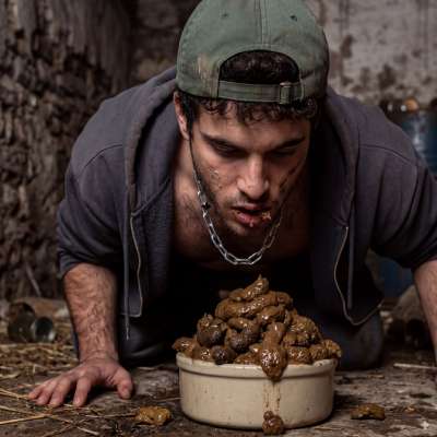 That hungry little pup just slurped my shit straight from the bowl, licking every last crumb with his filthy tongue. His...
