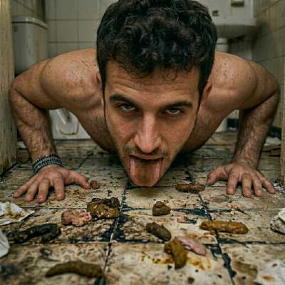 Fuck yeah, nothing hotter than a hungry boy lapping up that filthy ass-crusted cum from a grimy stall floor 😈💦 #gayscat...