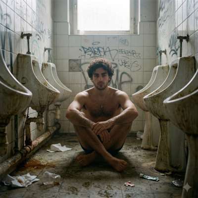 A filthy floor, a hungry boy waiting for your cock to wreck his throat while he gags on your load #gayscat #gaypiss #toilet...