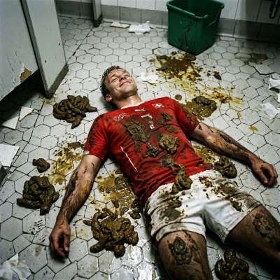 That soccer player on the bathroom floor, covered in warm, stinky shit, loving every second of it. His face pressed into the...