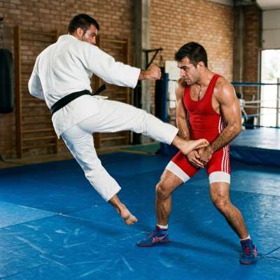 That judoka’s got a mean right hook to those nuts in that tiny wrestler onesie 💥🔥 #fetish #dirtyathletes #rough