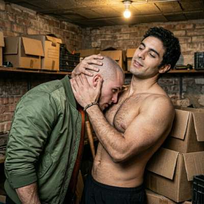 Skinhead’s rough tongue on that tight chest, licking every inch like a starving pup 🐶🔥 #skinheads #fetish #kiss #hairy