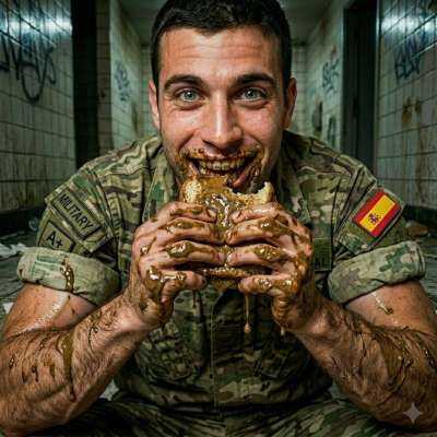 Spanish soldier slurping shit in a public bathroom like a hungry pup 😈💩 #gayscat #fetish #military #toilet