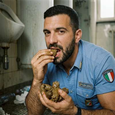 Italian cop takes a deep dive into that sweet, sweet shit like it’s his last meal 😈💦 #gayscat #dirtycops #hairy
