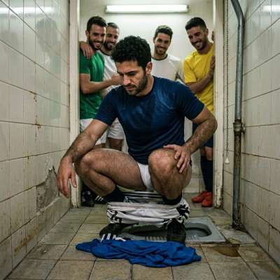 That footballer just dropped a steaming load in the locker room john while his teammates watched, moaning as his ass...