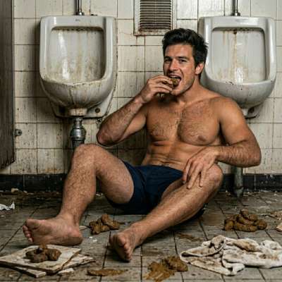 Fuck yeah, nothing gets me harder than watching a hot guy smear shit all over a filthy bathroom floor, his ass dripping with...