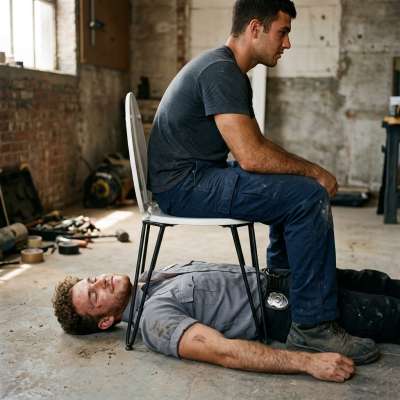 securityofficer trembling, full of shit as I fuck his ass raw—he loves it, begging for more while his hole drips with my...