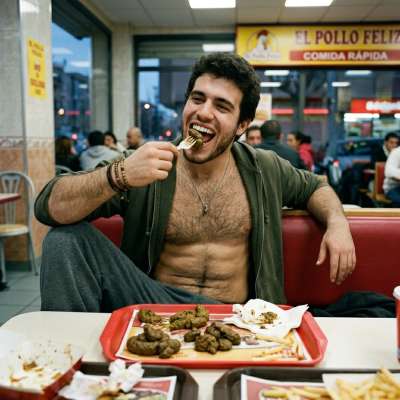 That hungry twink just slurped a steaming pile of shit off the fast food table like it was a fucking sundae 😈💦 #gayscat...