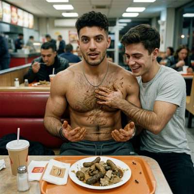That hungry fucker’s face buried in his shit sandwich while the waiter smears more warm, stinky sludge all over his chest....