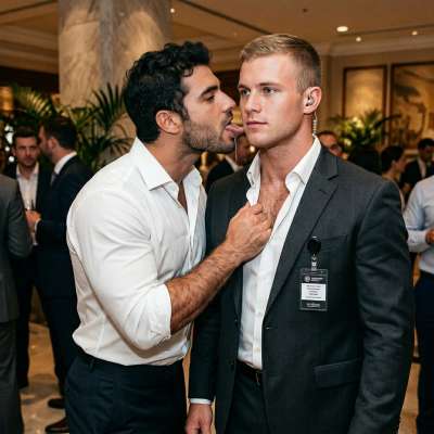 That filthy pervert slobbers all over the security guard’s face, licking every inch of his stubble-covered jaw like it’s the...