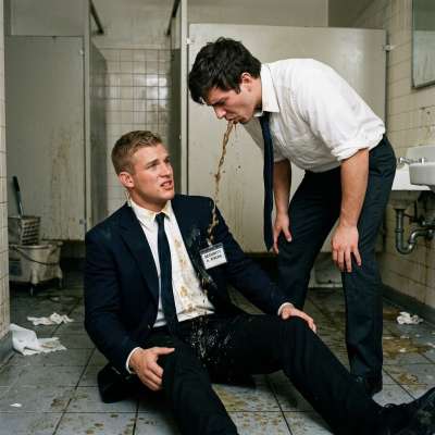 Vomiting all over that tight security dick while he gags on my filthy puke. His uniform’s drenched in my sick, and he’s...