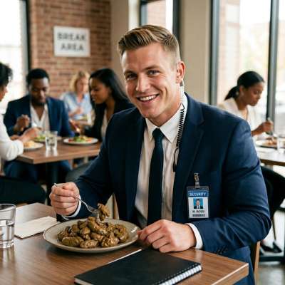Security officer slurping shit from a plate like it’s the finest delicacy 🍽️💩 #gayscat #fetish #perverts #security...
