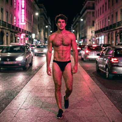 Fuck yeah, that tight jockstrap hugging his bulge while he struts down the street like he owns the damn sidewalk 😈🔥 #fetish...