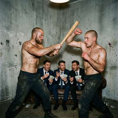 Three hung studs ready to throw down in a private fight club—blood, sweat, and raw fucking energy. Who’s gonna take the...