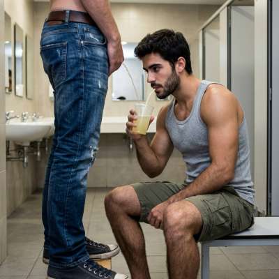 Sucking that warm, salty piss through the straw like a desperate slut, every drop dripping down my throat like fucking...