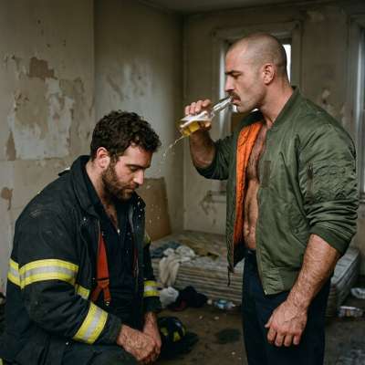 Watch that fireman squirm as the skinhead makes him beg for mercy, his cock throbbing with every degrading word. #skinheads...