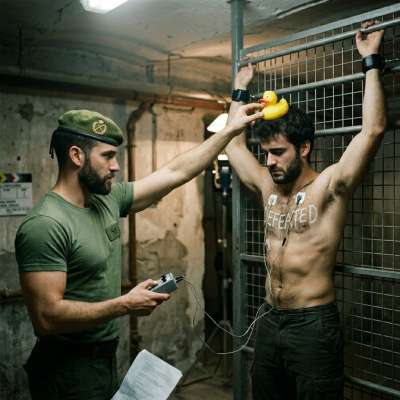Military dude jolts that tight ass with live wires while making him beg for mercy—nothing hotter than a power trip & a...