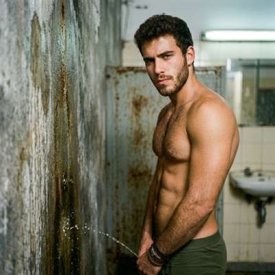 Piss on that wall like it owes you money 💦🔥 #gaypiss #toilet #hairy