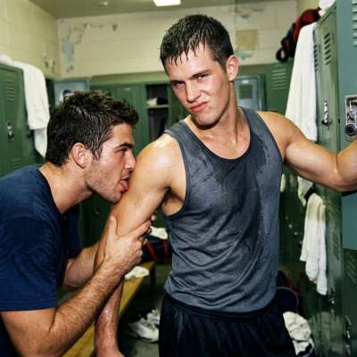 licking that salty, musky sweat off his tight, glistening body while his moans fill the air 🔥💦 #dirtyathletes #lockerroom