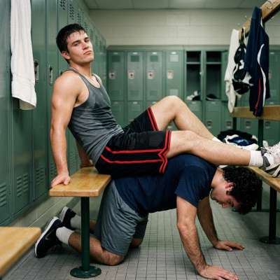 Watch that twink get stripped down and humiliated in the locker room, his face burning with shame as he’s forced to kneel...