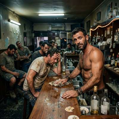 Barista wipes the bar clean after customers puked all over it, leaving chunks of their filthy loads behind 🤢🍹 #gaypuke...