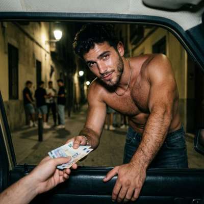 Hot daddy on the corner, selling that tight hole for a fistful of cash 💰🍆 #escortboys #moneyslut #inpublic #daddy #hairy...