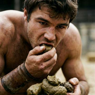 That gladiator in the arena is a filthy little shit pig, loving every bite of sand and shit #gayscat #fetish #gladiators...