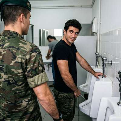 That tight-ass recruit can’t keep his eyes off my cock while I piss all over his uniform, soaking his boots in golden...
