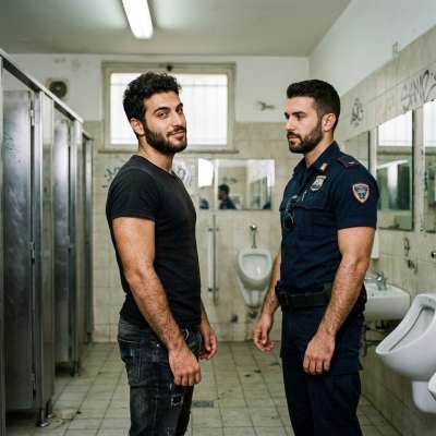 Fucking a cop in a public toilet, his baton deep in my throat while I gag on his badge #gayscat #dirtycops #toilet