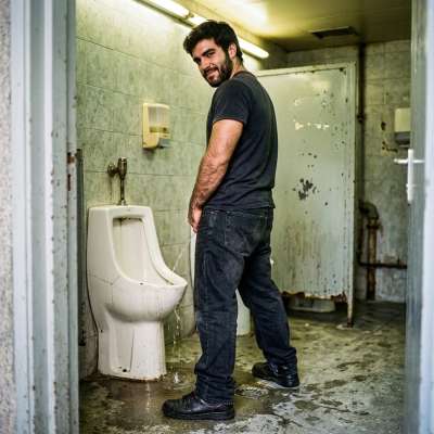 That twink’s got a golden shower fetish—watching him piss all over the public toilet floor is the hottest fucking show in...