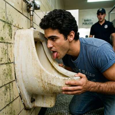 licking that public pissoir like it’s the last dick he’ll ever taste 😈🔥 #inpublic #toilet #humiliation