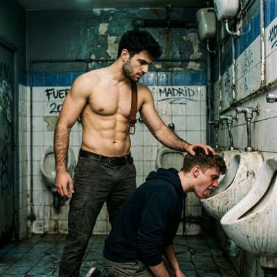 Fuck yeah, nothing hotter than watching a hungry cocksucker kneel in front of a filthy toilet bowl and lick up every last...