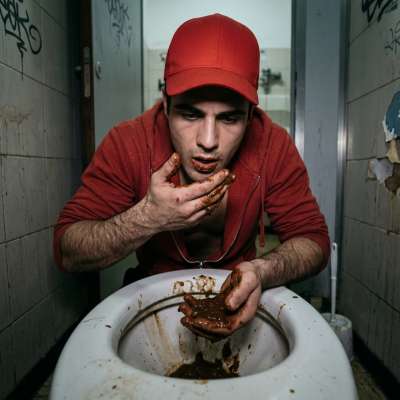 That filthy little slut just slurped my shit straight from the public toilet bowl, savoring every last drop like it was the...