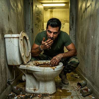 That filthy twink swallowed a whole load of public toilet shit straight from the bowl, savoring every bitter, musky bite...