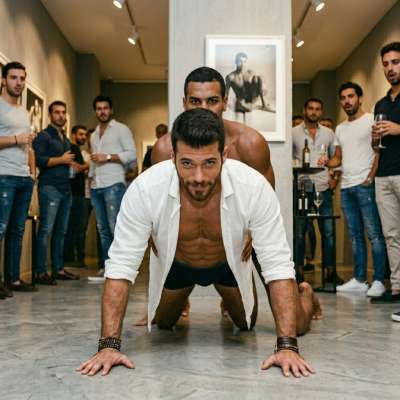 Model gets fucked raw in the gallery where his anal sex nudes are on display 😈🔥 #inpublic #analsex