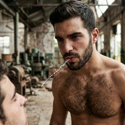 Sadistic daddy spits thick globs of spit right in his trembling slave’s face, coating his trembling lips and chin in sticky,...