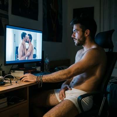 Get that thick cock out and stroke it raw while you watch that nasty gay porn, ready to squirt all over your fist. #hairy...