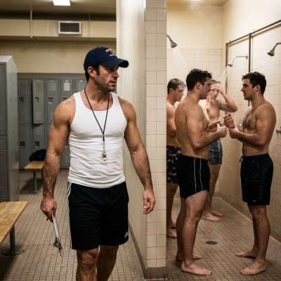 Fuck yeah, nothing beats a sweaty gym teacher lurking in the showers, watching those tight asses bend over 😈💦 #perverts...