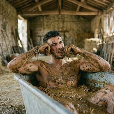 Diving face-first into a steaming tub of thick, warm shit, letting it coat every inch of my skin while I jerk off to the...