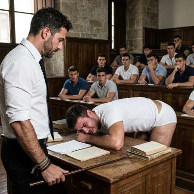 Professor cracks his cane on my ass till I’m sobbing, tears mixing with sweat as he growls you’ll learn to take it like a...