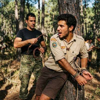 Military daddy whips that tight little scout boy raw in the woods, his ass cheeks stinging with every lash while he begs for...