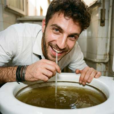Drinking toilet water through a straw like a proper little slut 🤢💦 who loves the taste of filth. Nothing hotter than a guy...