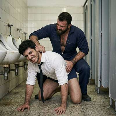 Boss in dress shirt & tie getting wrecked in the john by a janitor’s brutal thrusts 💦🔥 #fetish #workers #humiliation...