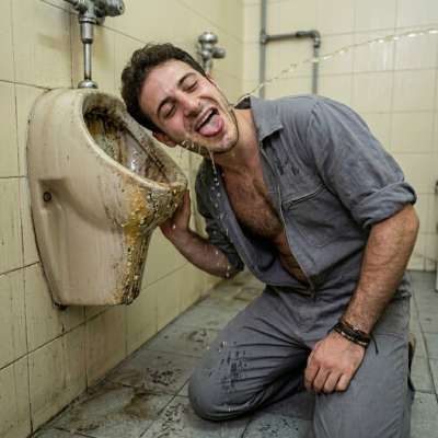 That janitor gets his mouth fucked full of warm piss while gagging on every drop 😈💦 #gaypiss #workers #toilet #humiliation...