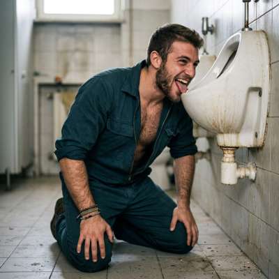 Dirty janitor slurping up that filthy piss-stained trough like it’s the last dick he’ll ever taste 😈💦 #gaypiss #workers...