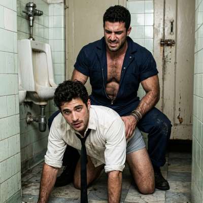 That crisp white shirt and tight tie? Fucking ruined by a janitor’s brutal dick in the filthy stall. #fetish #humiliation...