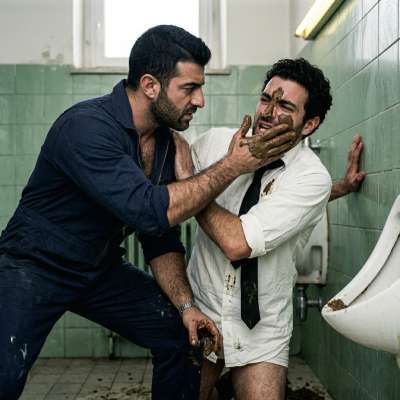 Inserviente spalmando thick shit all over this tight suited twink’s face, making him gag on the stench while his cock...