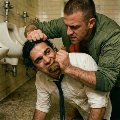 Skinhead pummels a twink in the stinky stall, shoves that filthy sludge down his throat while fucking him raw #gayscat...
