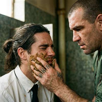 That skinhead slathered that boy’s face in shit, rubbing it deep into his skin while he gagged and moaned #gayscat...